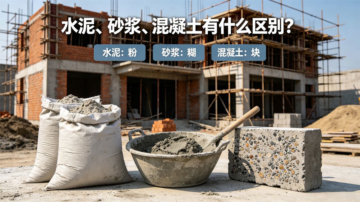 水泥、砂浆、混凝土到底有啥区别？一次讲明白，再也不混淆！